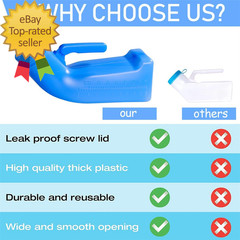 Urinal Bottle Male Urinals Portable Urine Bottle with Screw Lid 1200 Ml Plastic