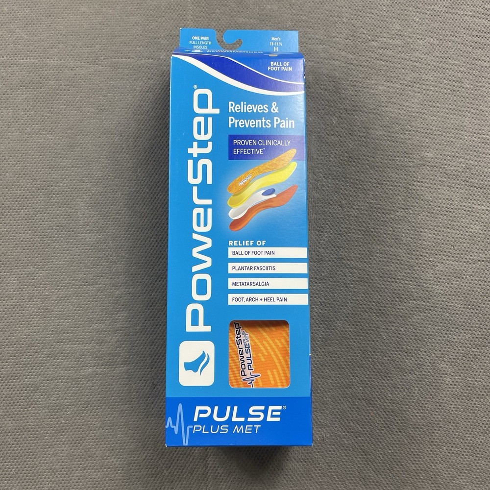 Powerstep Pulse Plus Met Insoles Womens 7-7.5 B Full Length Orthotics Support