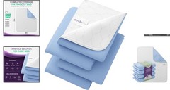 18×24 Waterproof Bed Pads | Pack of 4 Cotton Blend, Ideal for Adults and Pets