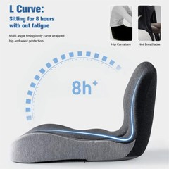 Memory Foam Seat Cushion w/Lumbar Support Pillow for Back & Sciatica Pain Relief