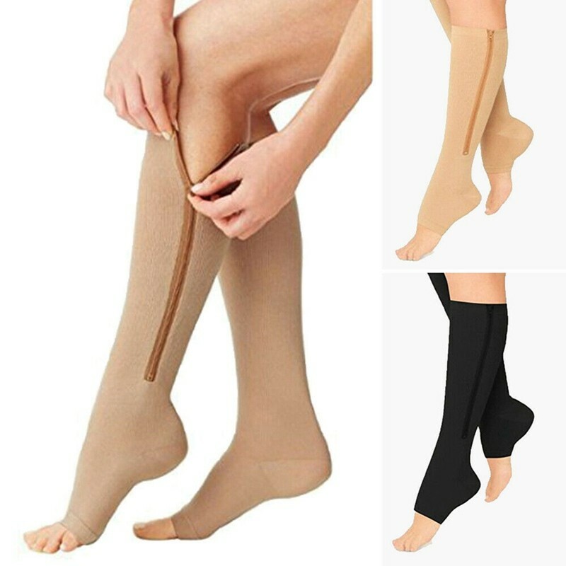 New Compression Copper Zipper Socks Men’s Women’s Graduated Support Stockings
