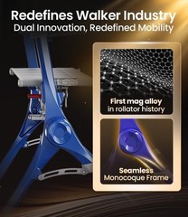 Z35 PackGo Foldable Lightweight Rollator Walker Blue Magnesium Alloy Frame