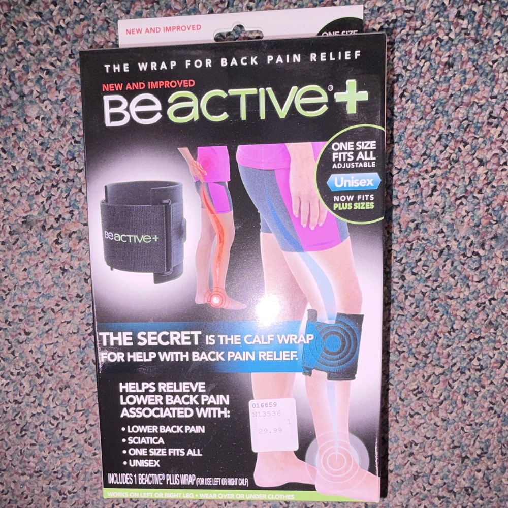 BeActive+ Adjustable Calf Wrap for Back Pain Relief, Black, Unisex One Size