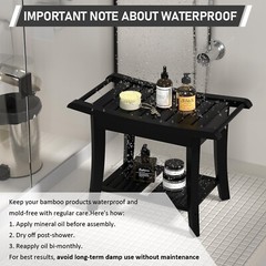 Bamboo Shower Stool Bench Waterproof with Storage Shelf for Shaving Legs or S…