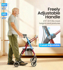 Z11 Rollator Walker with Seat for Seniors, 380 lbs, Foldable All Terrain