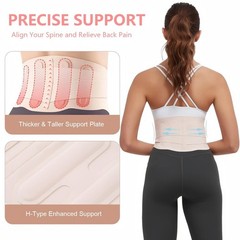 Ultra Thin Lower Back Brace Lumbar Support Belt Medium Pink 1 PCS