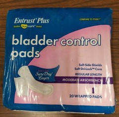 Entrust Plus Bladder Control Pads, Moderate Absorbency, 20 Ct