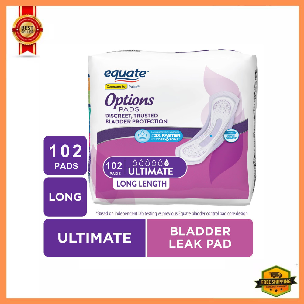 Equate Women’s Incontinence Pads Ultimate Absorbency 102 Count Long