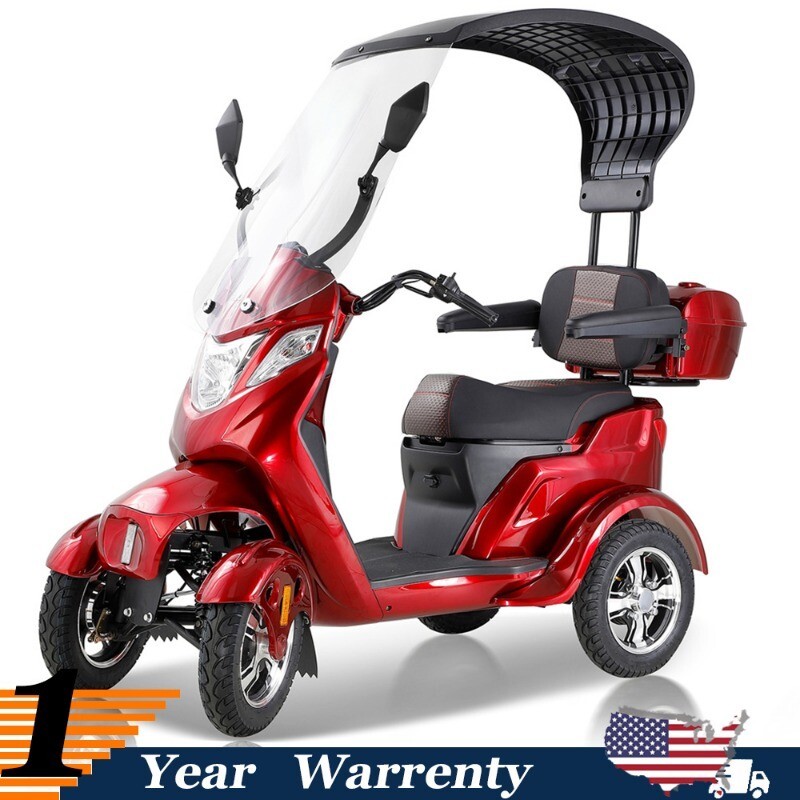 1000W Heavy Duty 4 Wheels Mobility Scooter w/ Roof 40 Miles 15 MPH for Seniors