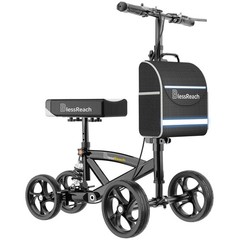 BlessReach Steerable Knee Walker Deluxe Medical Scooter for 8 Inch, Black