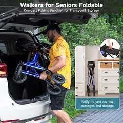Rollator Walker with Seat Aluminum All Terrain Walker for Seniors Foldable 300lb