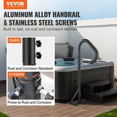 600lb Max Spa Handrail 48-63in Adjustable 360° Rotation Aluminum Construct