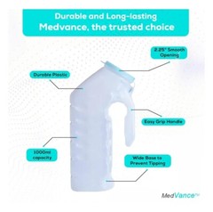Medline 1000ml Deluxe Male Urinal with Glow-in-Dark Lid