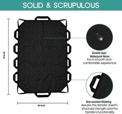 Heavy-Duty Waterproof Patient Transfer Sheet 70″x40″ – Reinforced Handles, 53…