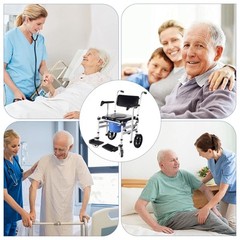 Multifunction Bath Commode Shower Chair Seat Wheelchair for Elderly Disable,US