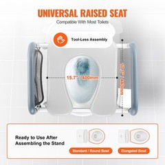 VEVOR Raised Toilet Seat 19.3″-25.2″ 350 lbs Adjustable Universal Toilet Riser
