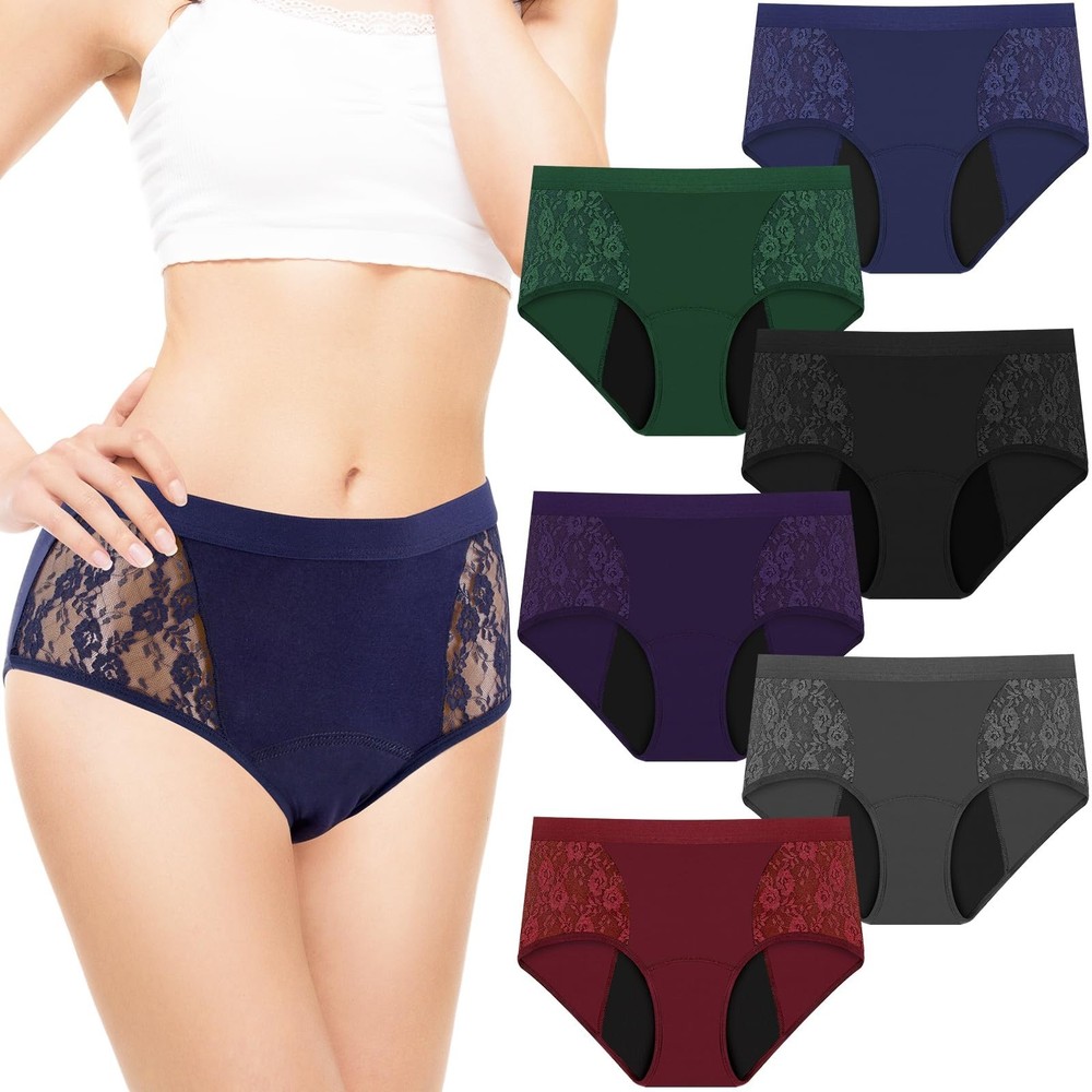 TUXIYA 6 Pack Incontinence Underwear Women’s Leak Proof Underwear Washable Sz M
