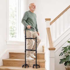 Stair Climbing Assist Cane with Adjustable Height & 8-Claw Base for Seniors