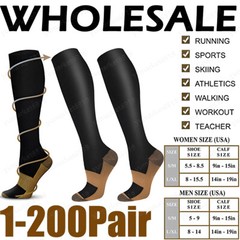 S-XXL Copper Infused Compression Socks 20-30mmHg Pain Relief Mens Womens Lot