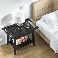 Bamboo Shower Bench inside Shower Stool with Space-Efficient Storage Shelf, Show