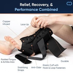 Copper Compression Ankle Brace – Adjustable Lace Up Small/Medium, Black
