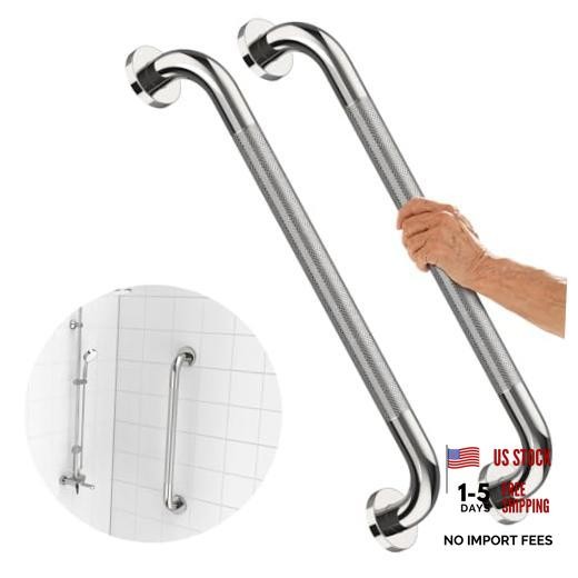 2 Pack 24 Inch Shower Grab Bar 24 Inch (Pack of 2) chrome with textured grip