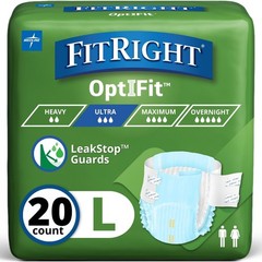 FitRight Adult Diapers, Ultra Heavy Absorbency, L (Waist Size 44in-56in), 20 …