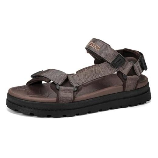 Mens 3 Adjustable Hook-and-Loop Straps Sport Sandals | Comfortable 7.5 Brown