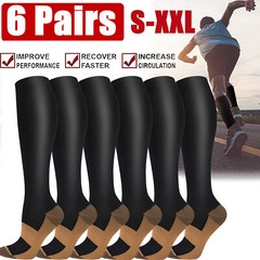 6pair Compression Socks Women Men 30-40Mmhg Extra Wide Calf Knee High plus Size