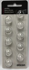 1 Pack Oticon miniFit 10mm Bass Double Vent Domes For Hearing Aids. 10 Total.