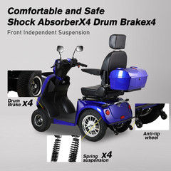 1000W 4-Wheel All Terrain Heavy Duty Seniors Mobility Scooter 40 miles 500lbs