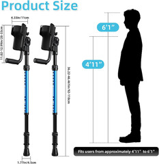 Forearm Crutches for Adults, 3-Angle Adjustable Arm Crutches for Walking, Ergono