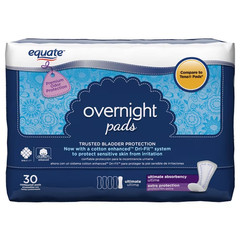 Equate Women’s Overnight Ultimate-Extra Coverage Incontinence Pads Free Shipping
