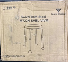 Adjustable Bath Shower Swivel Non Slip Stool Seat Blue Silver Vaunn Medical New