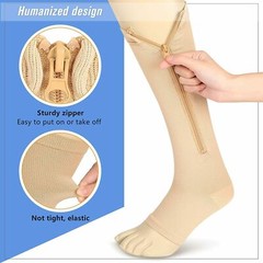 Compression Zip Up Socks Open-Toe Zipper Leg Support Unisex Socks Knee Stocking