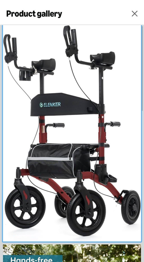 ELENKER 4-Wheel Rollator Walker w/ Seat, Handbrakes, Cup & Cane Holder.