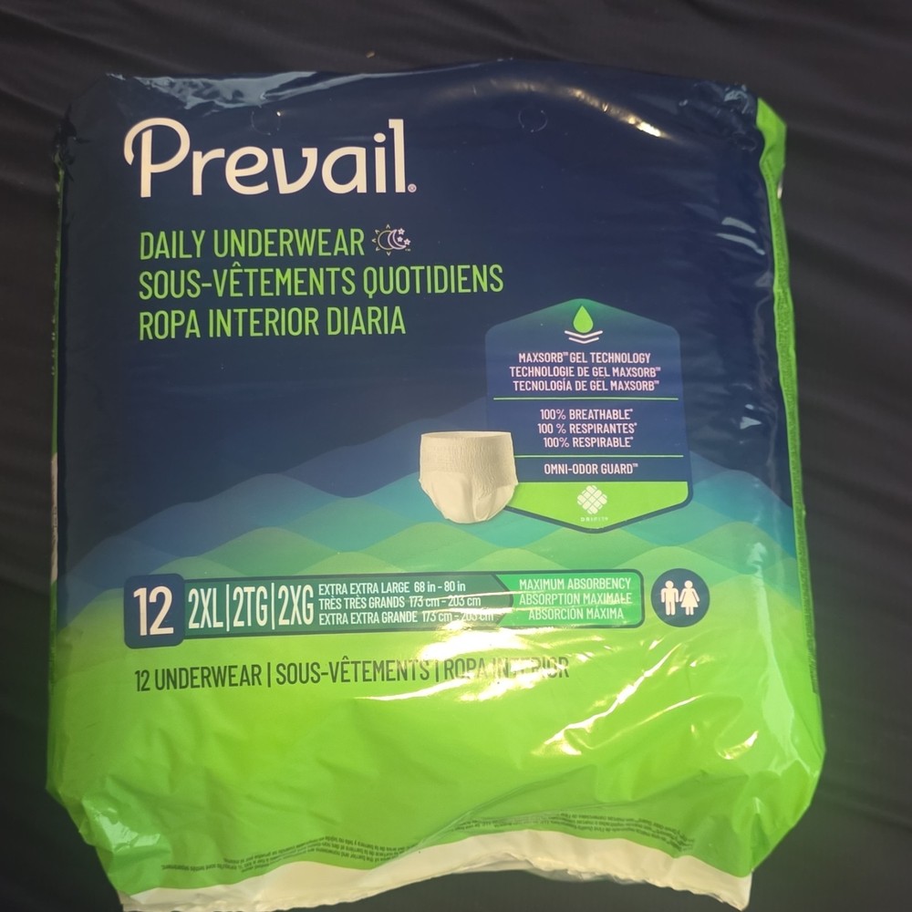 Prevail Daily Underwear Breathable Max Absorbency Disposable Underwear 2XL 12 Ct
