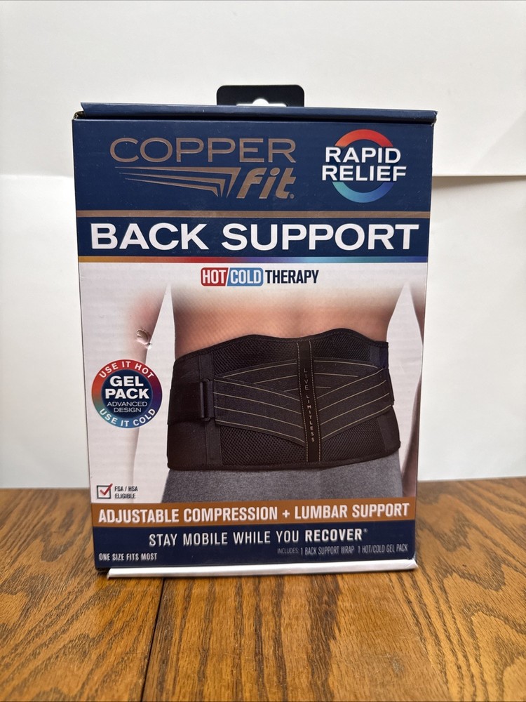 Copper fit Rapid Relief Back Support 3-in-1 Adjustable, Hot/Cold Therapy Gel Pac