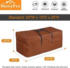 NettyPro Outdoor Patio Cushion Storage Bags 50L x 15W x 25H, Brown