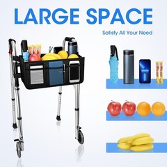 Elegant Foldable Walker Basket – 16.5” x 5.7” with Tipping Prevention Features