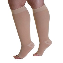 Made in The USA – Plus Size XXL Opaque Compression Socks with XX-Large Beige