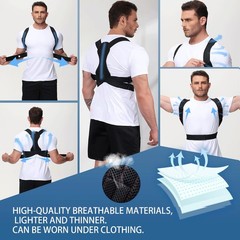 Luckela Posture Corrector for Men and Women, Adjustable Back X-Large, Black