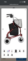 NOVA 3-Wheel Rollator Walker, Sky Blue, Seat, Basket, Handbrakes Adult/Senior