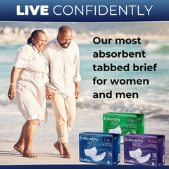Enduradry Max Adult Diapers with Tabs, up to 12-Hours, Super Absorbent Incontine