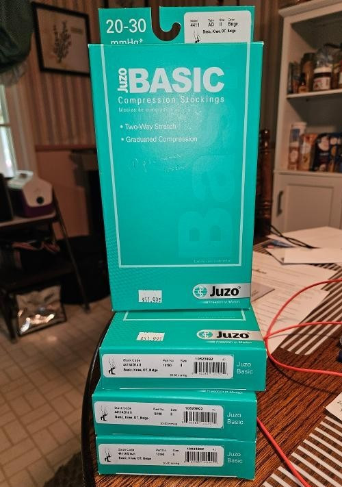 Juzo Basic 4411 AD 20-30 mmHg Knee-High Open Toe Compression Stocking Beig Sz lI
