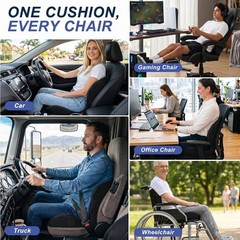 BANKQF Seat Cushion for Office Chair and Car, Ergonomic Memory Large, Black