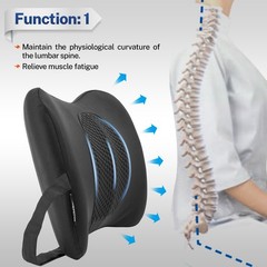 Memory Foam Gel SeatBack Lumbar Support Cushion for Home Office Car Chair Pillow