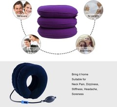 Cervical Neck Traction Device Inflatable Stretcher, Easy to Use for Blue