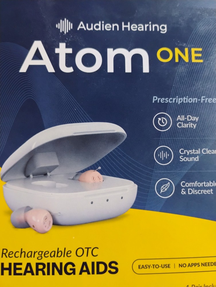 Audien Hearing Atom One OTC Hearing Aids Wireless, Rechargeable, Beige (SEALED)