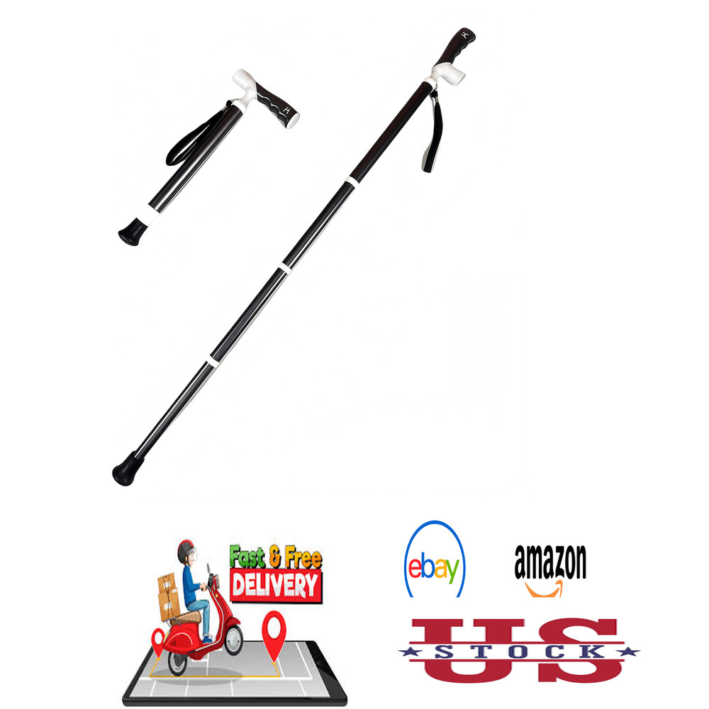 Folding Walking Cane for Men Women Adjustable Height Handle Lightweight Portable